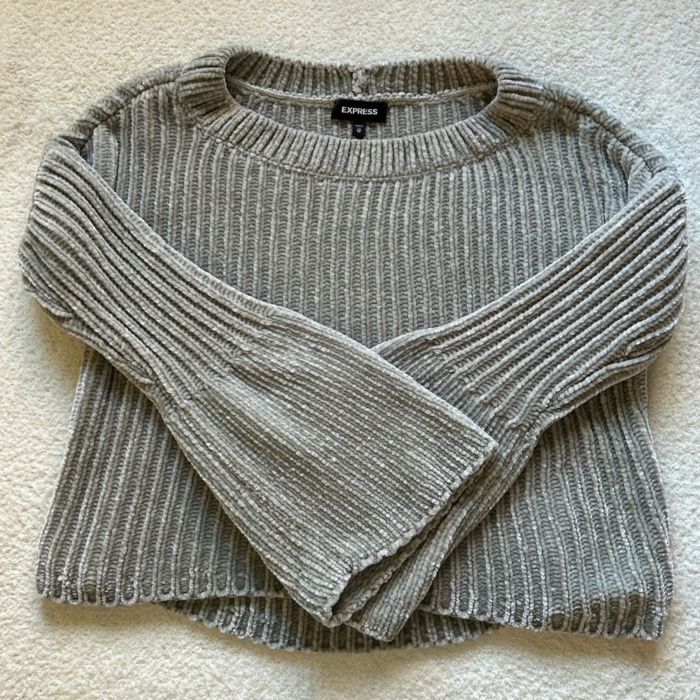Express Chenille Knit Women's Sweater - Gray